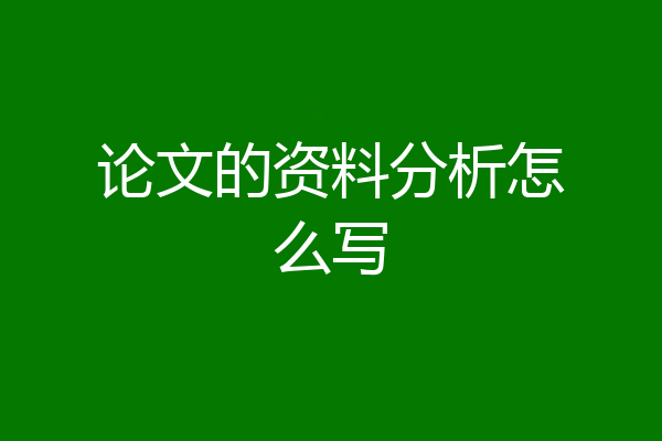 论文的资料分析怎么写