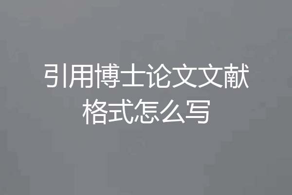 引用博士论文文献格式怎么写