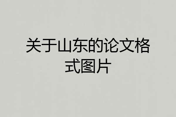 关于山东的论文格式图片