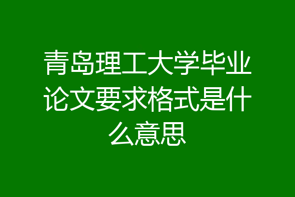 青岛理工大学毕业论文要求格式是什么意思