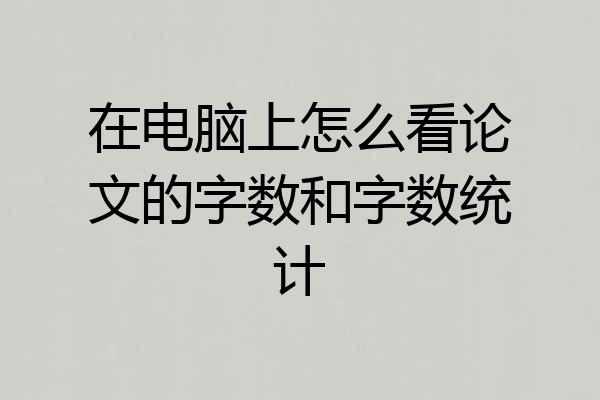 在电脑上怎么看论文的字数和字数统计