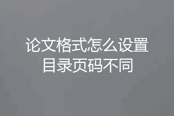 论文格式怎么设置目录页码不同