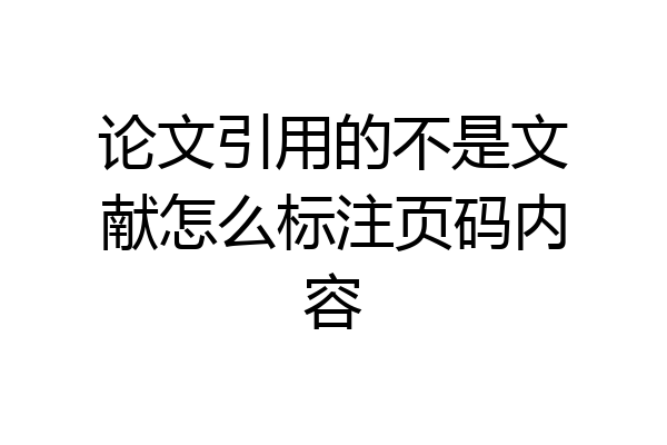 论文引用的不是文献怎么标注页码内容