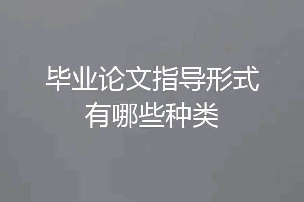 毕业论文指导形式有哪些种类