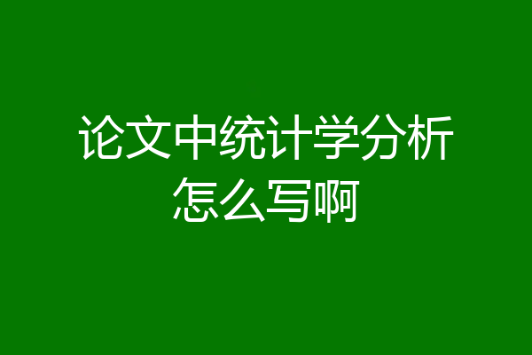 论文中统计学分析怎么写啊