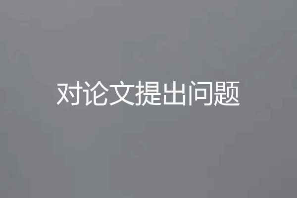 对论文提出问题