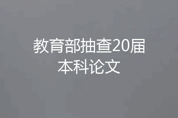 教育部抽查20届本科论文