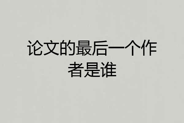 论文的最后一个作者是谁