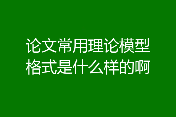 论文常用理论模型格式是什么样的啊