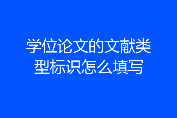 学位论文的文献类型标识怎么填写