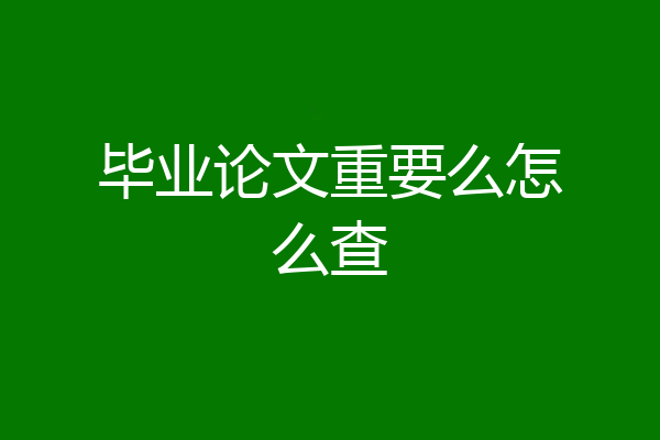 毕业论文重要么怎么查