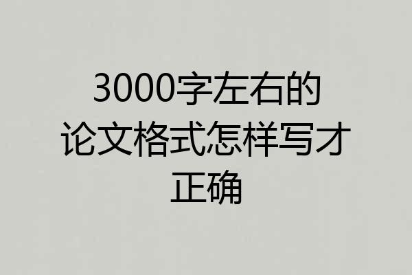 3000字左右的论文格式怎样写才正确