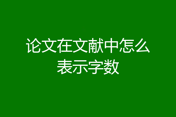 论文在文献中怎么表示字数