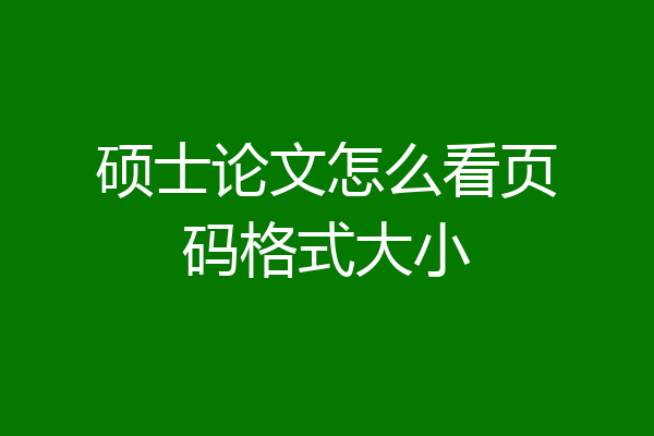 硕士论文怎么看页码格式大小