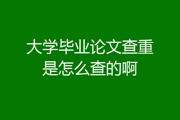 大学毕业论文查重是怎么查的啊