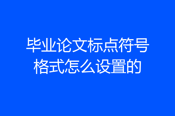 毕业论文标点符号格式怎么设置的
