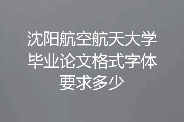 沈阳航空航天大学毕业论文格式字体要求多少