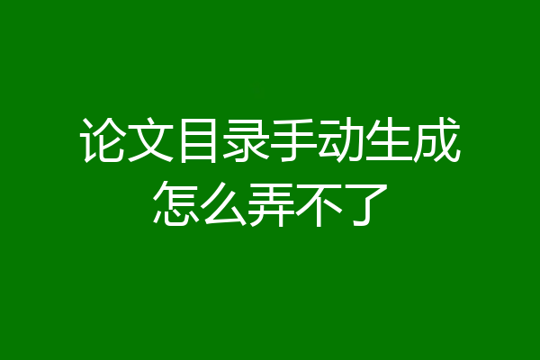 论文目录手动生成怎么弄不了