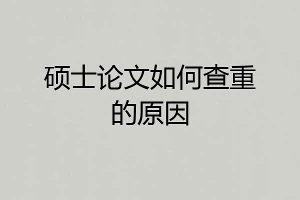 硕士论文如何查重的原因