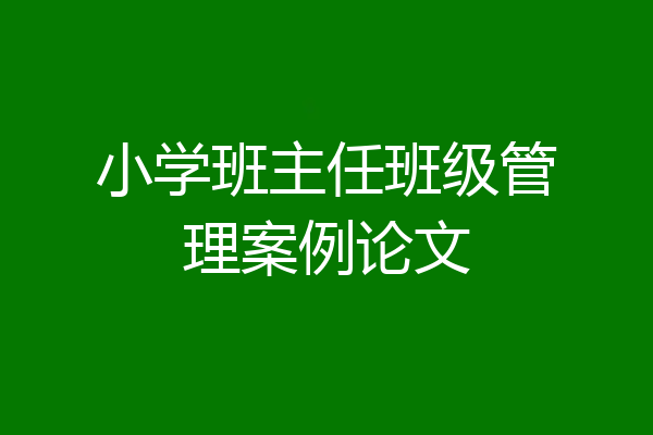 小学班主任班级管理案例论文