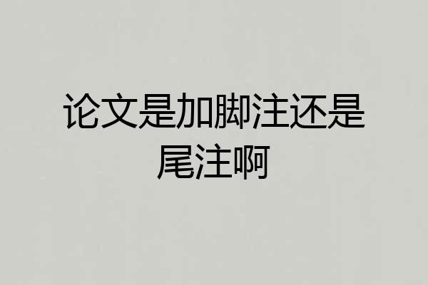 论文是加脚注还是尾注啊