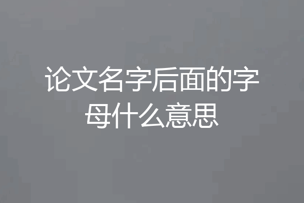 论文名字后面的字母什么意思