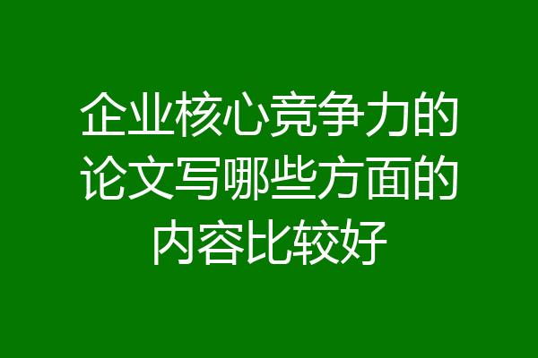 企业核心竞争力的论文写哪些方面的内容比较好