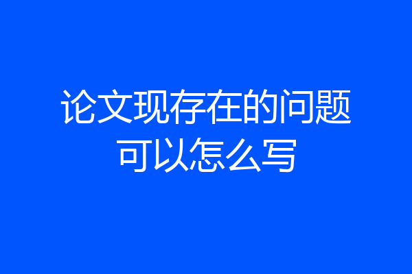 论文现存在的问题可以怎么写