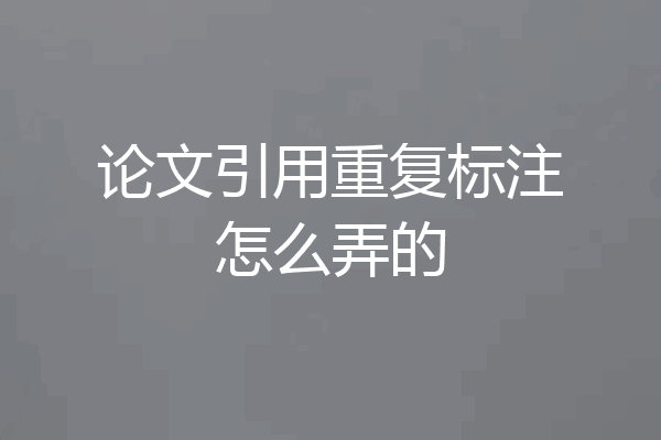 论文引用重复标注怎么弄的