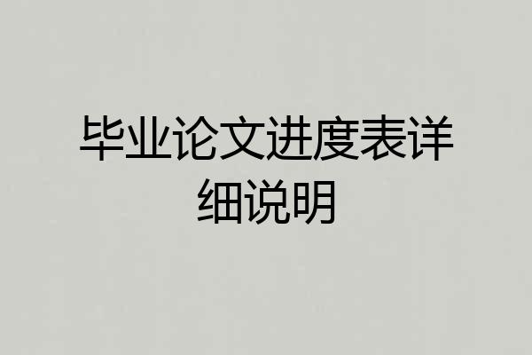 毕业论文进度表详细说明