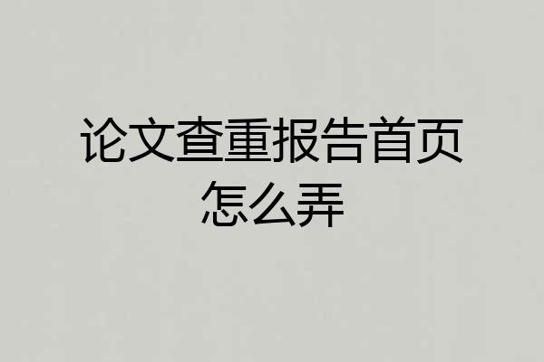 论文查重报告首页怎么弄