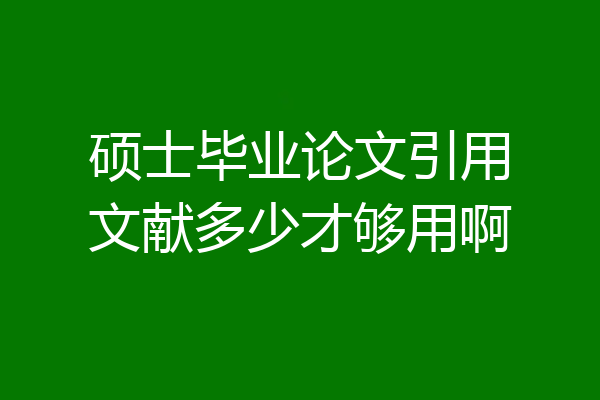 硕士毕业论文引用文献多少才够用啊