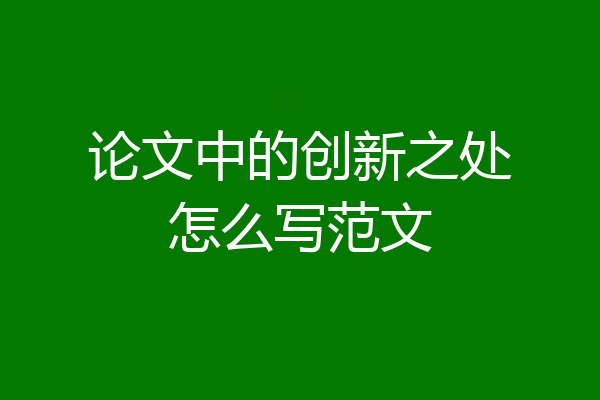 论文中的创新之处怎么写范文