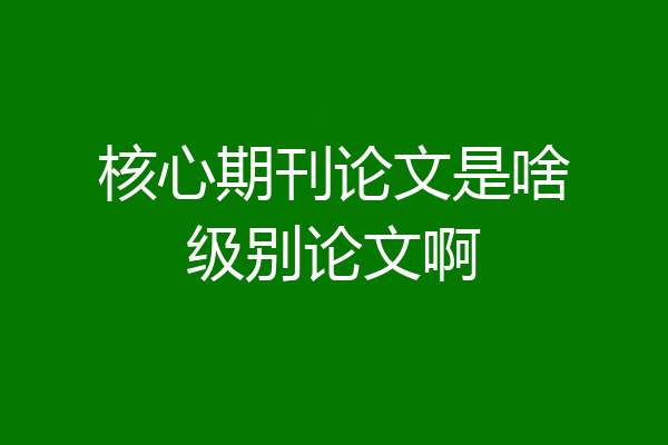 核心期刊论文是啥级别论文啊
