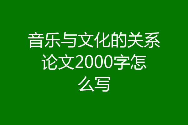 音乐与文化的关系论文2000字怎么写