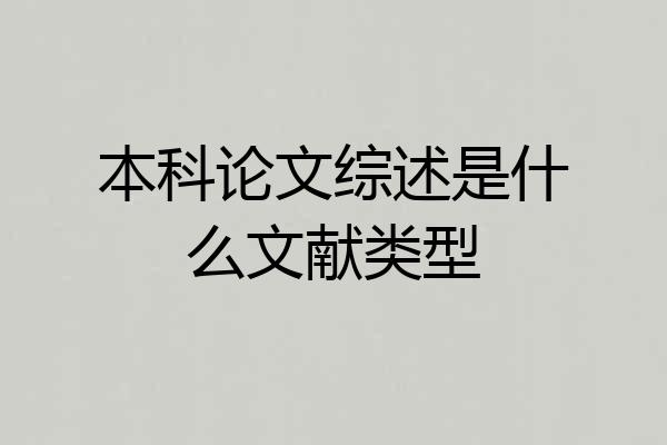本科论文综述是什么文献类型