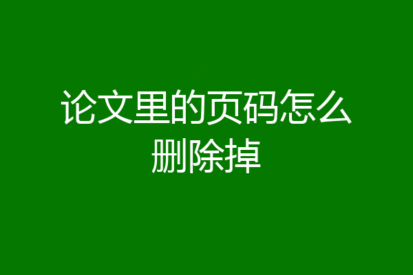 论文里的页码怎么删除掉