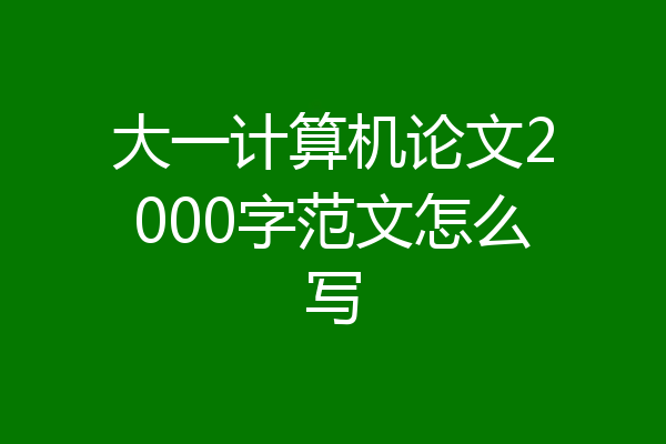 大一计算机论文2000字范文怎么写