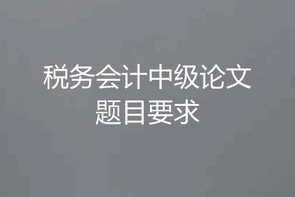 税务会计中级论文题目要求