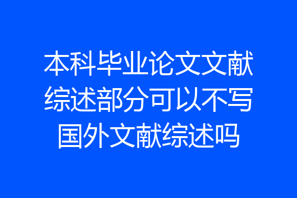 本科毕业论文文献综述部分可以不写国外文献综述吗