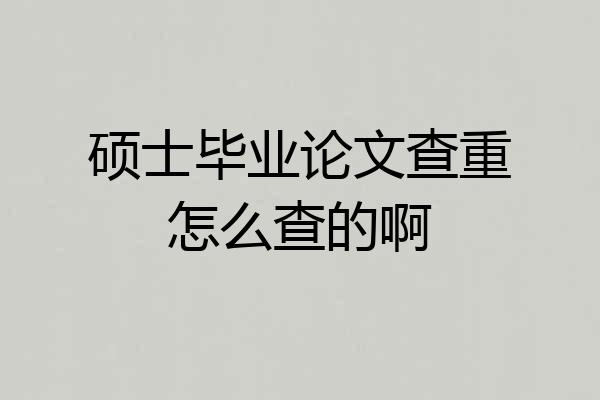 硕士毕业论文查重怎么查的啊