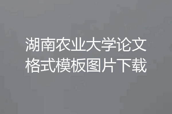 湖南农业大学论文格式模板图片下载