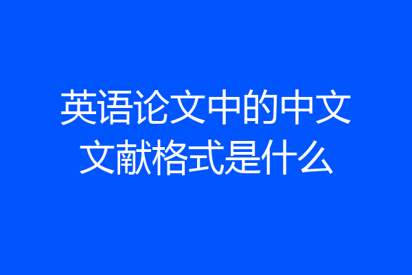 英语论文中的中文文献格式是什么