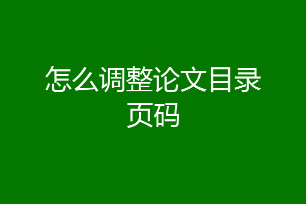 怎么调整论文目录页码
