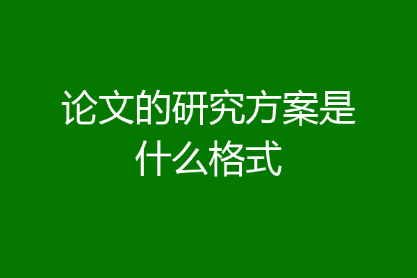 论文的研究方案是什么格式