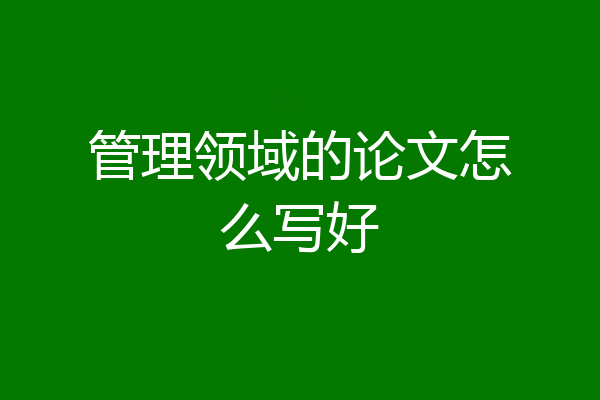 管理领域的论文怎么写好