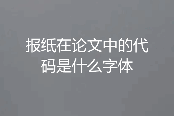 报纸在论文中的代码是什么字体