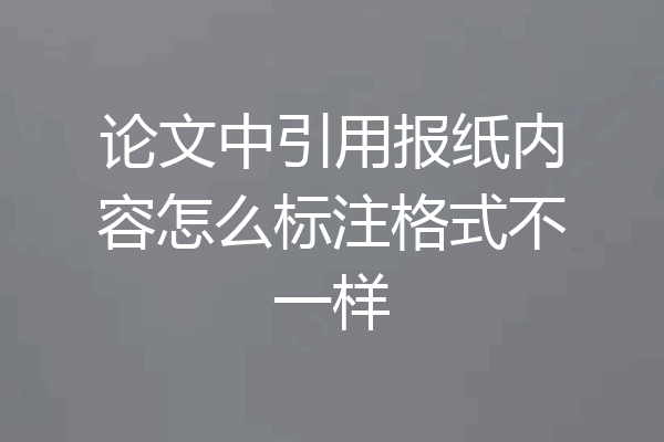 论文中引用报纸内容怎么标注格式不一样