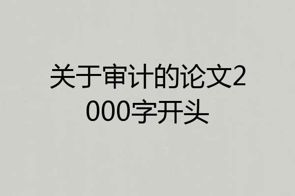 关于审计的论文2000字开头