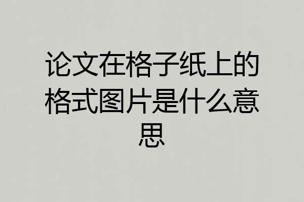 论文在格子纸上的格式图片是什么意思
